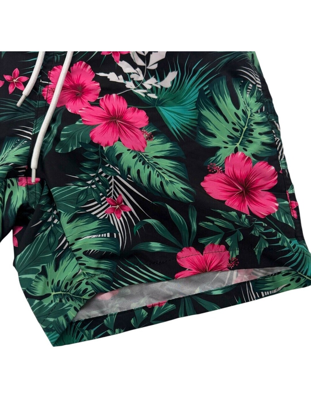 🌸 Swim Trunks Mens Small Tropical Floral Print Beach Shorts Vacation Shein - Picture 6 of 7